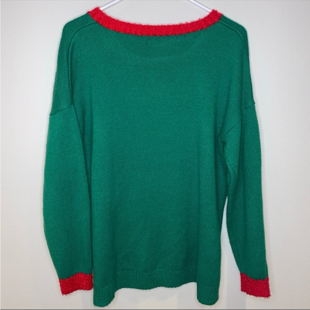 33 Degrees Ho‎ Ho Ho Ugly Christmas Green Sweater Woman’s XL - Picture 3 of 6